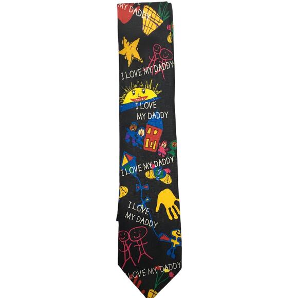 Vintage Ralph Marlin Tie Daddy's Drawings 1999 Men's I Love My Dad Necktie - Picture 3 of 7